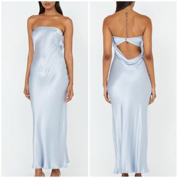 bec + bridge MOON DANCE STRAPLESS DRESS in Dusty Blue - Picture 1 of 4